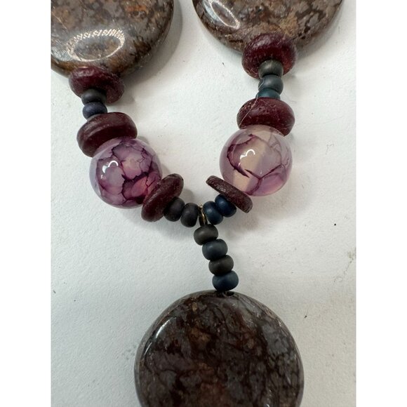 Ferruginous Quartz & Dragon Vein Agate Healing Stones Necklace 10" - Picture 2 of 16
